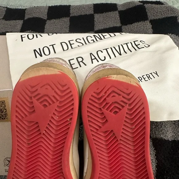 Golden Goose BallStar Sneakers with Gold Star and red bottoms size 37 - Picture 5 of 12